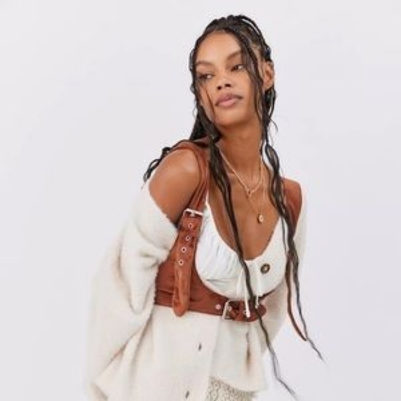 Urban Outfitters Sequoia Mushroom Embroidered Harness brown velvet sz large NEW - Picture 3 of 9